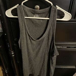 aerie Charcoal Grey Ribbed Scoop Neck Racerback Tank Top